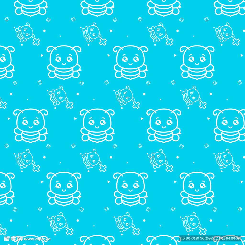 蜜蜂轮廓图案无缝背景