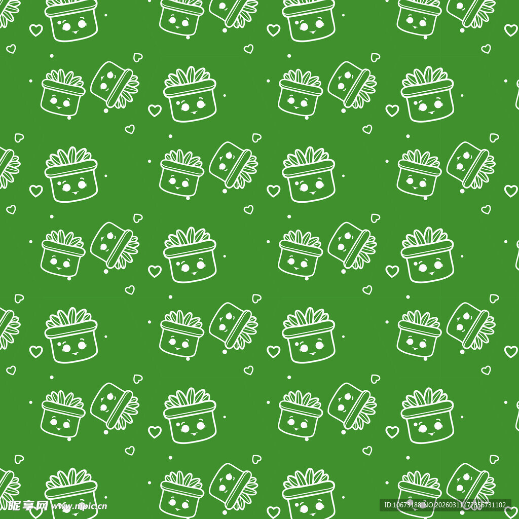 可爱盆栽图案背景