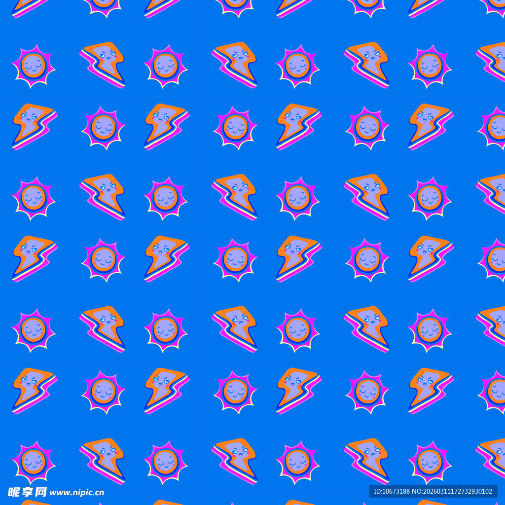 太阳闪电图案无缝背景