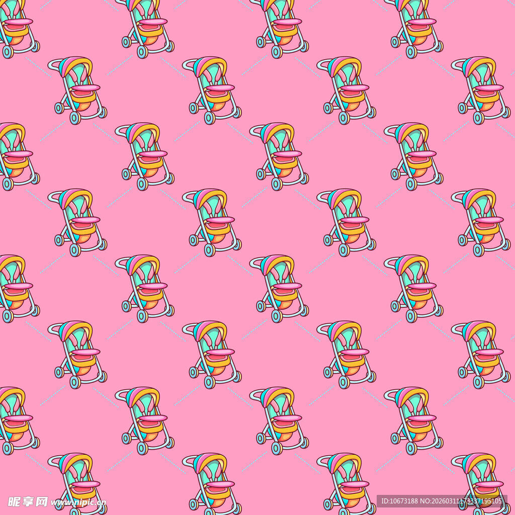 婴儿车图案无缝背景