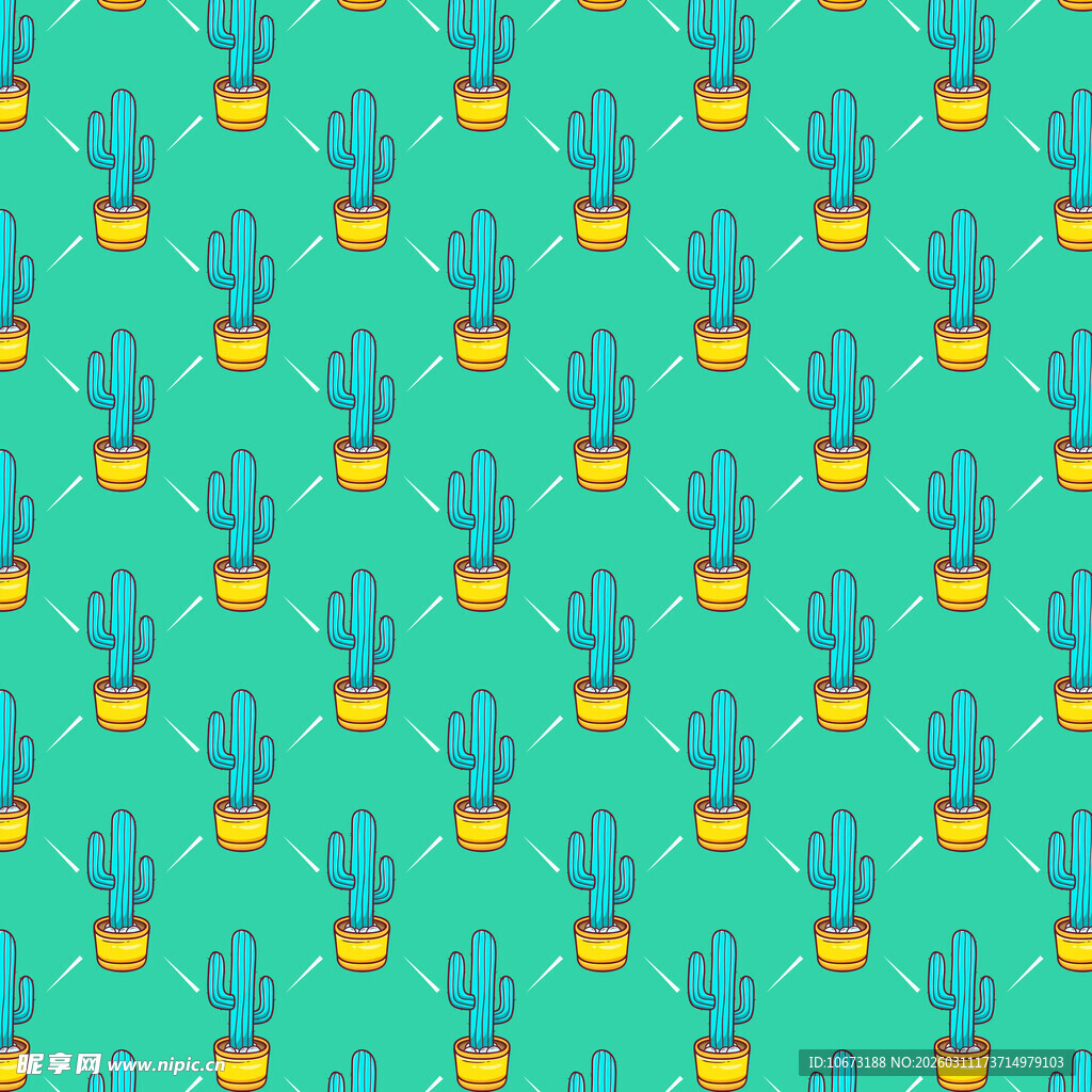 仙人掌图案无缝背景