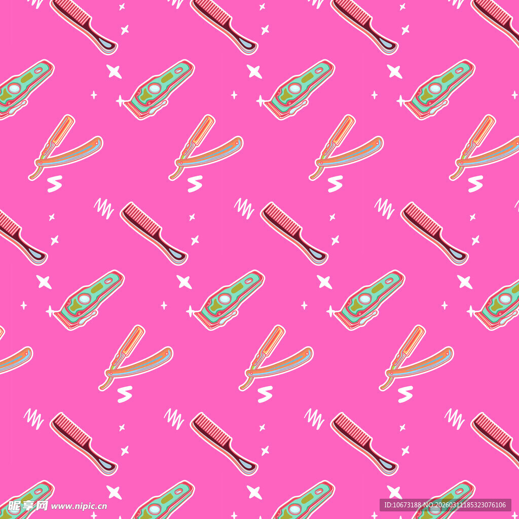 美发工具图案背景