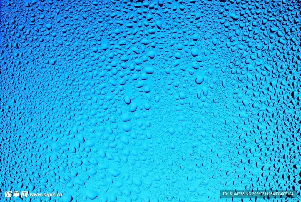 蓝色水滴玻璃纹理背景
