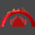 红色双龙拱门 灯笼 路引
