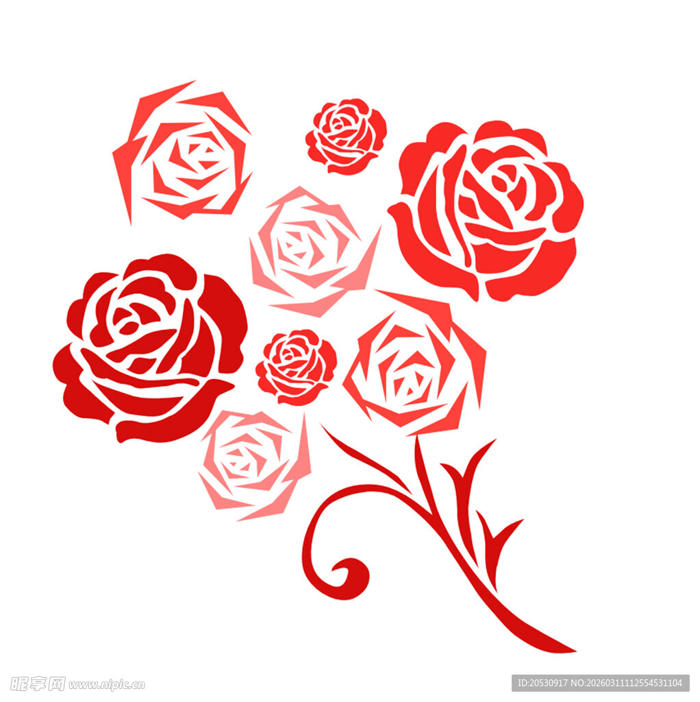 红色玫瑰花卉图案