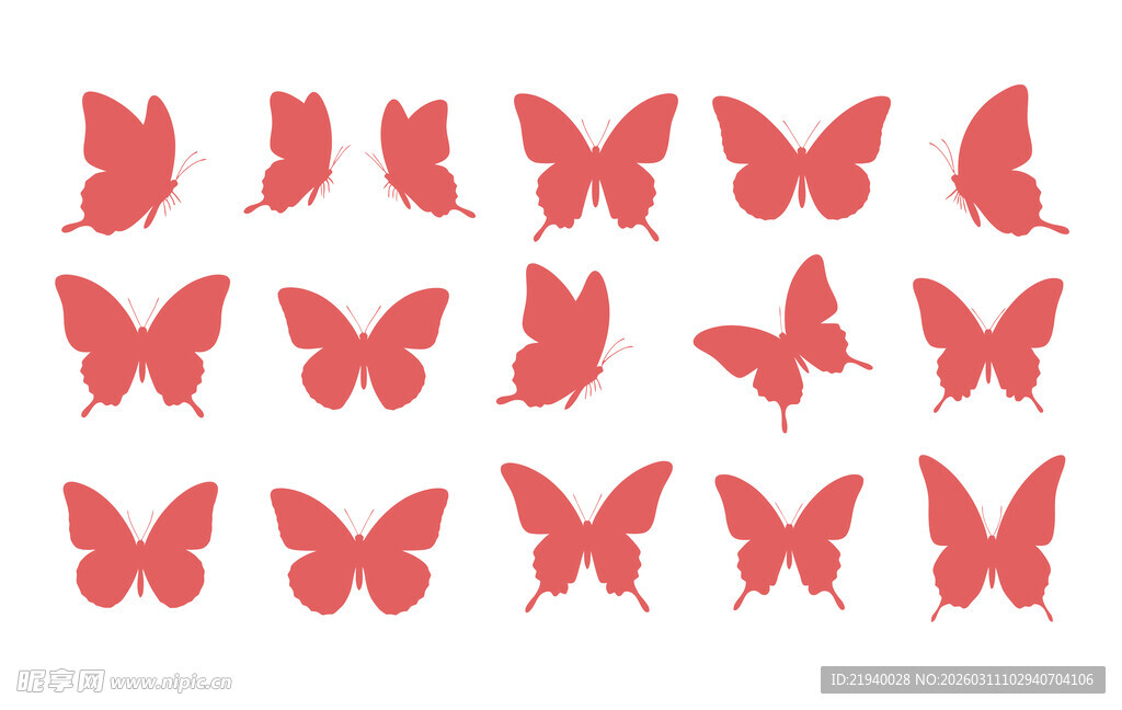 红色蝴蝶剪影