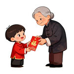 小孩给老人递红包