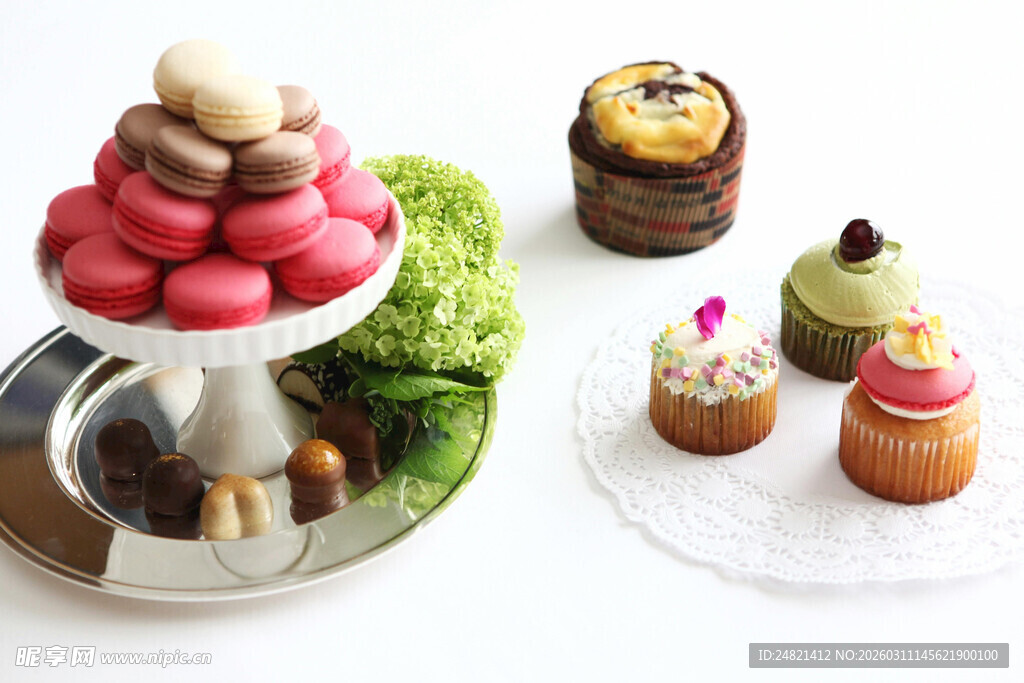 精致多彩甜点组合展示