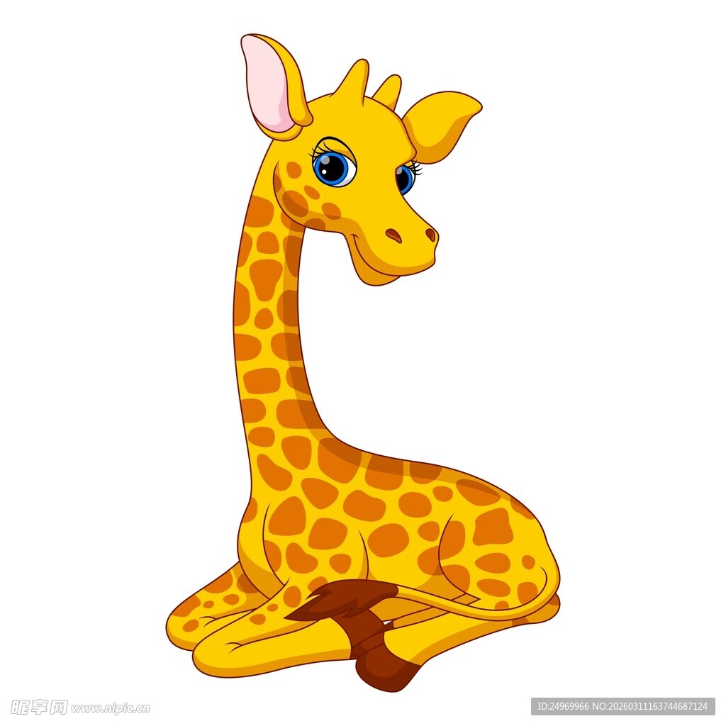 坐着的可爱长颈鹿卡通形象