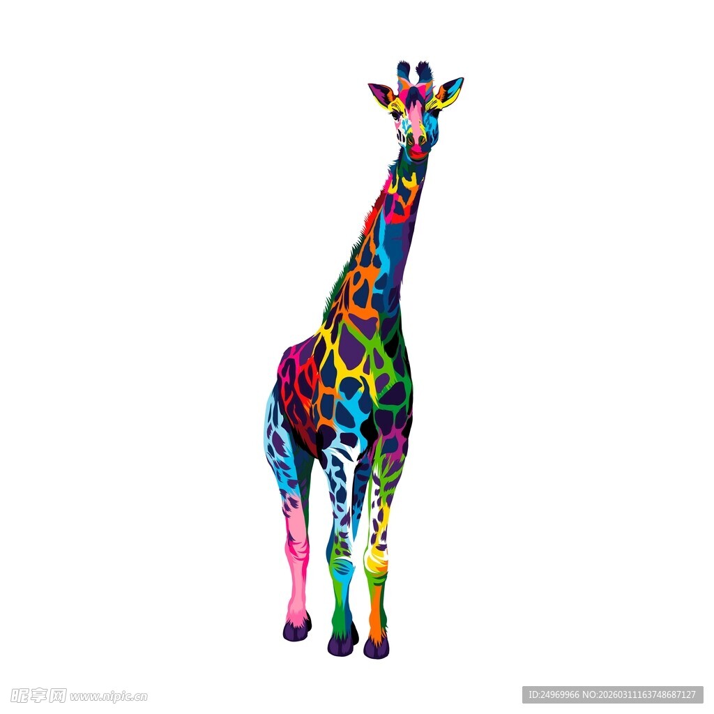 彩色长颈鹿艺术雕塑