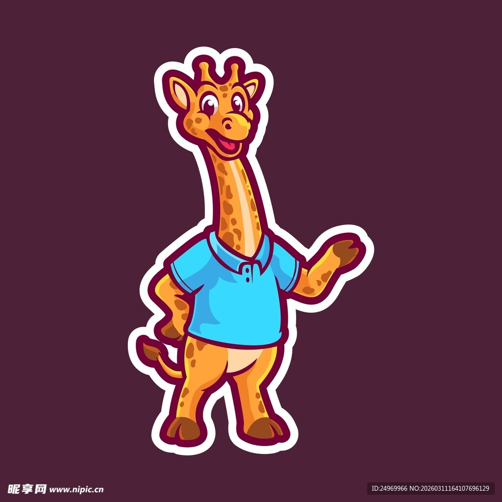 卡通长颈鹿展示姿态