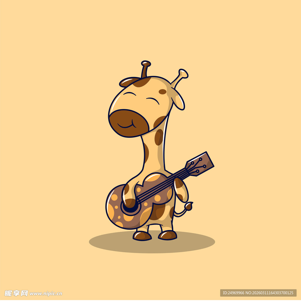 弹吉他的可爱长颈鹿