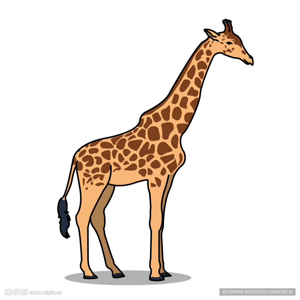 站立的卡通长颈鹿
