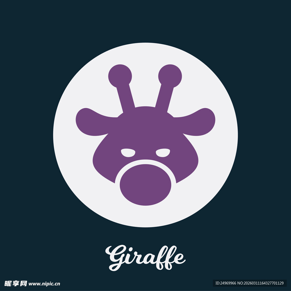 紫色长颈鹿卡通图标
