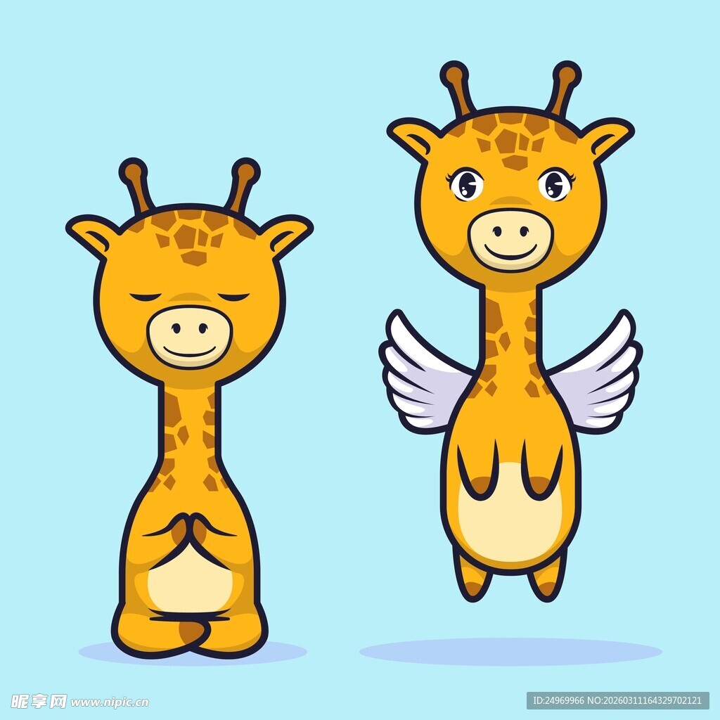 长翅膀的可爱长颈鹿