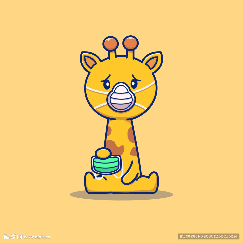 可爱长颈鹿手持彩色物件