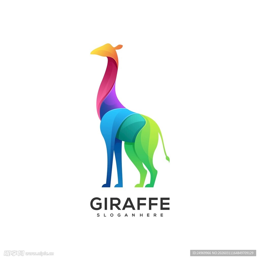 多彩长颈鹿标志设计