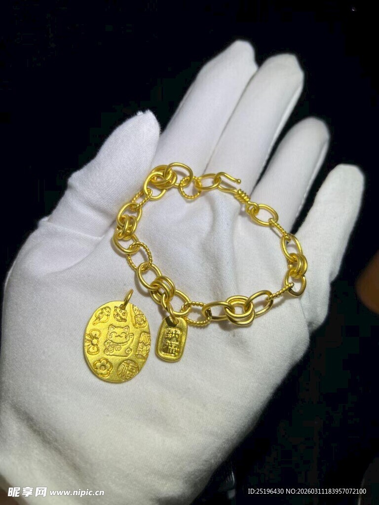 金银饰品手工打金银金手链吊坠