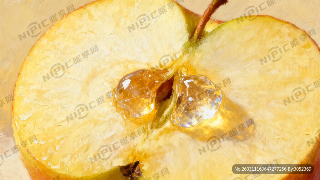 手绘苹果切半 有糖心