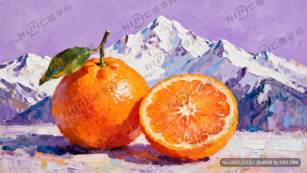 厚涂油画质感插画风格 居中构图