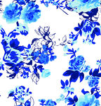 蓝白花卉图案设计