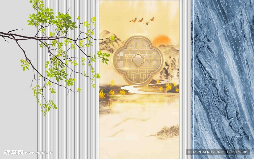 三幅装饰画展现多样风格