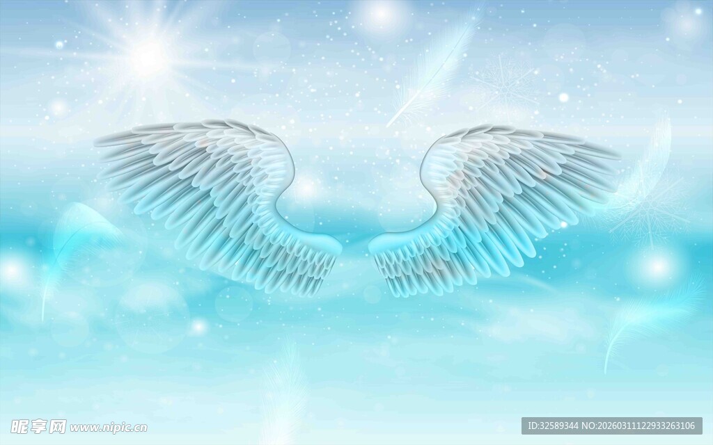 梦幻翅膀于空灵背景中