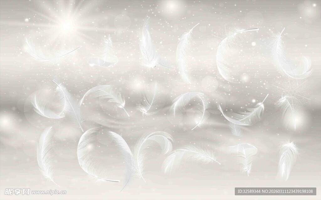 梦幻白色羽毛背景图