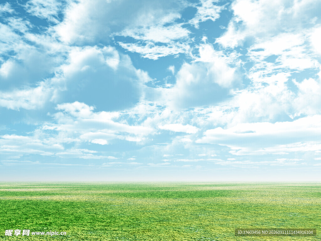 广阔草原上的蓝天白云