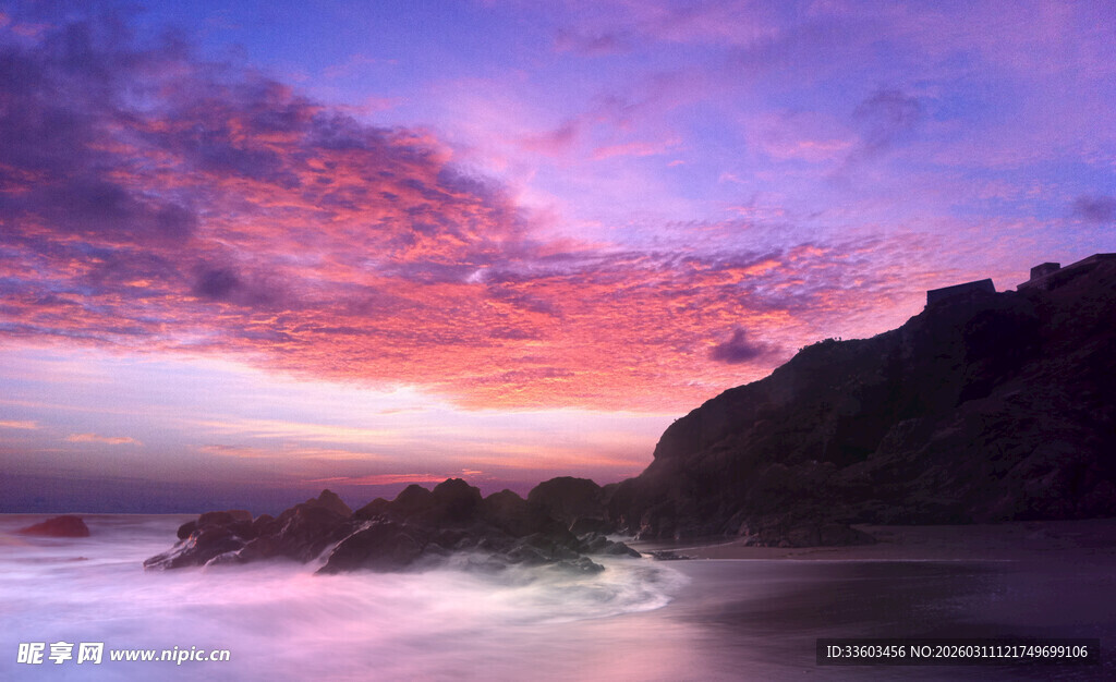 海边绚丽晚霞美景