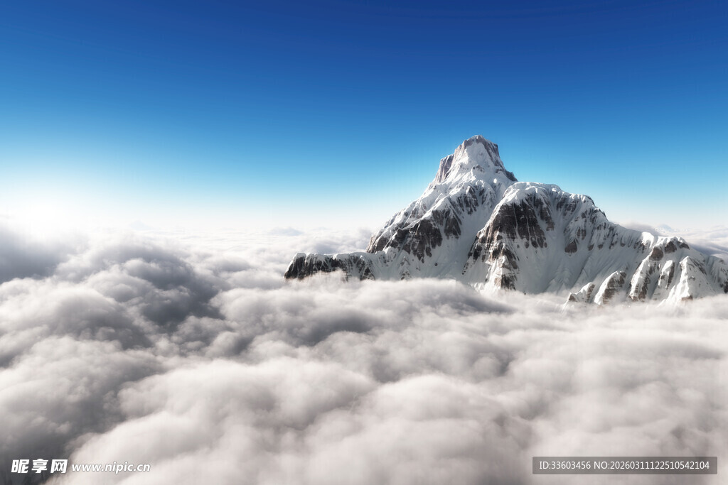 云海之上的巍峨雪山