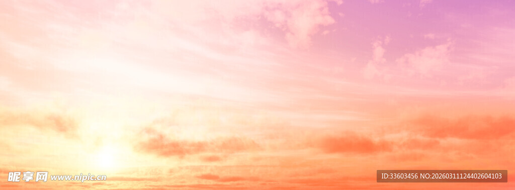 梦幻粉橙色天空美景