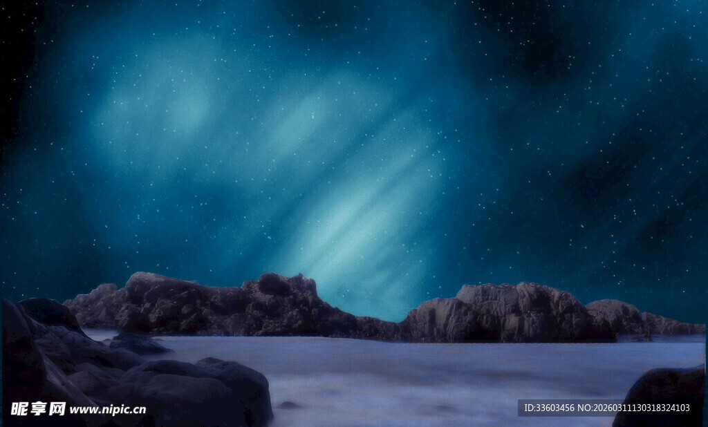 星空下的岩石景观