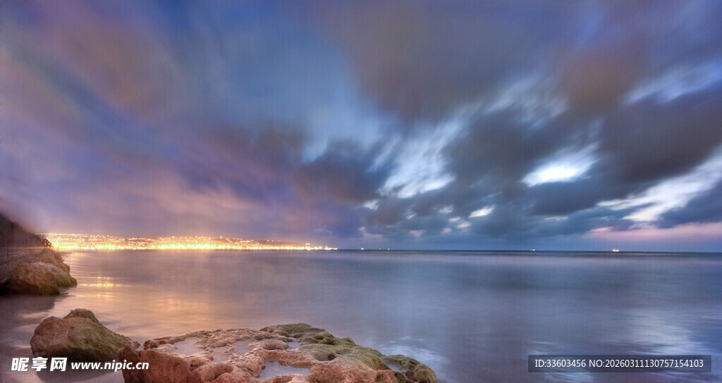 海边梦幻晚霞美景