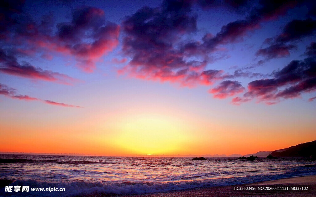 海边绚丽日落美景