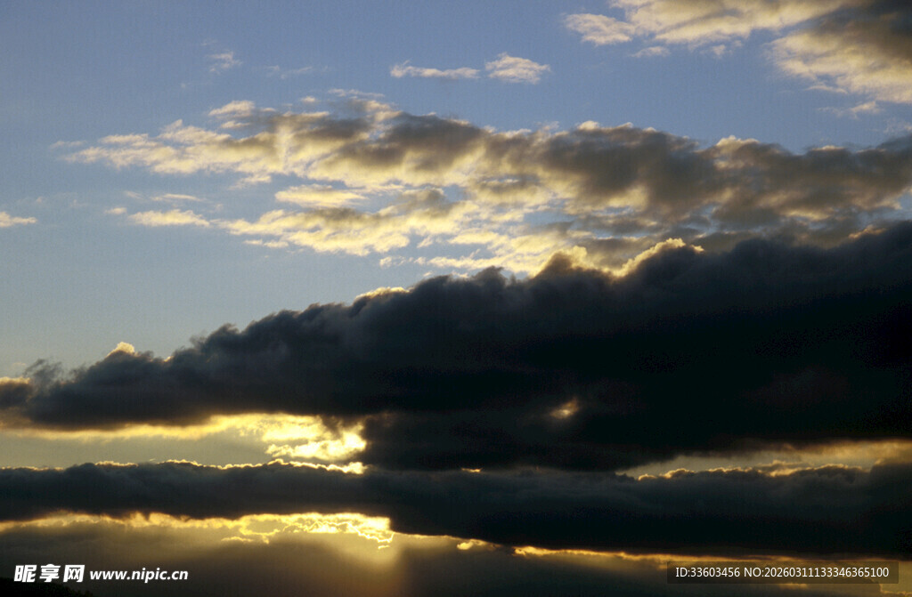 夕阳下的壮丽云层景观
