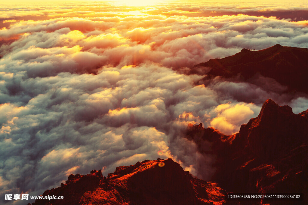 云海之上的壮丽日出景观