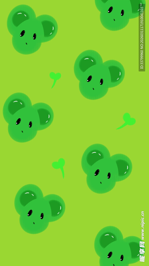 绿色背景上的可爱考拉图案