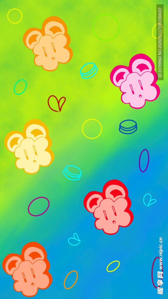 卡通形象彩色背景