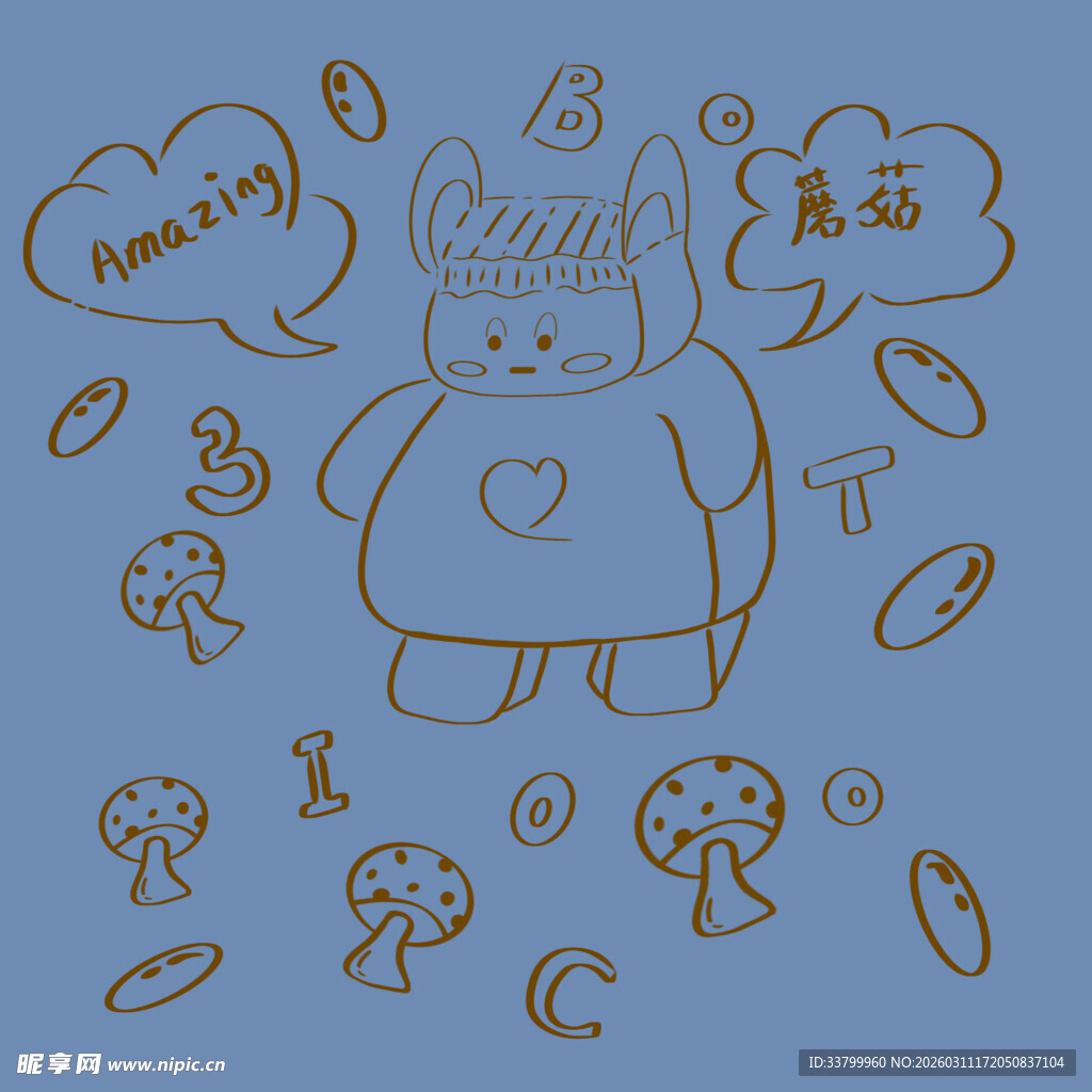 可爱手绘风卡通动物图案