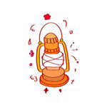 复古风手提煤油灯插画