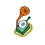 复古唱片机与花朵图案