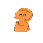 可爱橙色卡通大脑形象