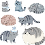 冬季猫咪插画