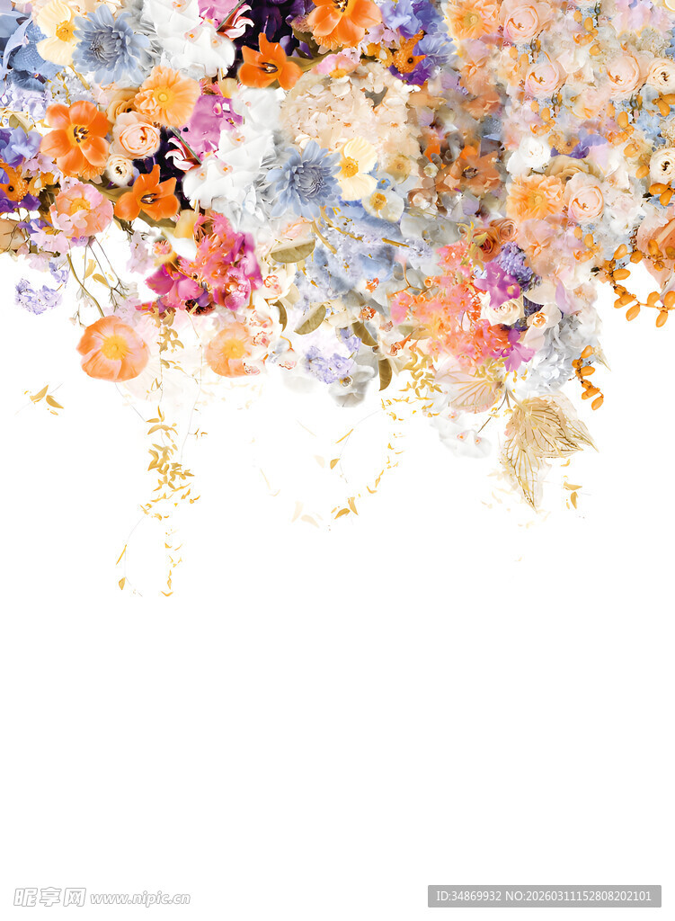 缤纷花卉水彩背景图