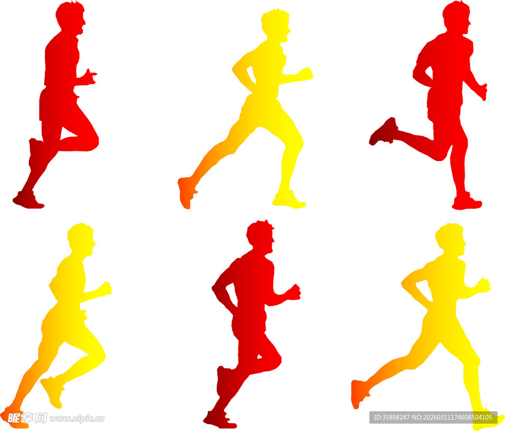 跑步剪影素材