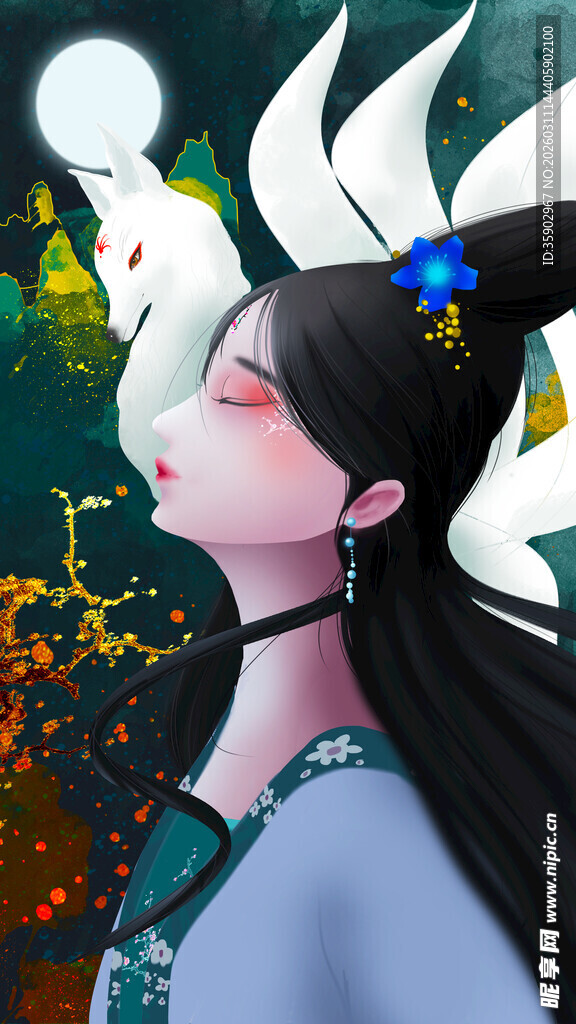 古风女子与白鸽梦幻画面