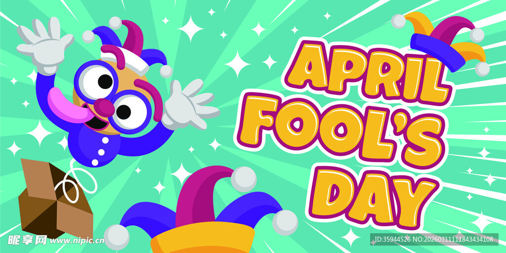 愚人节卡通角色欢乐场景