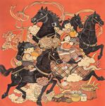 古代骑马人物热闹场景图