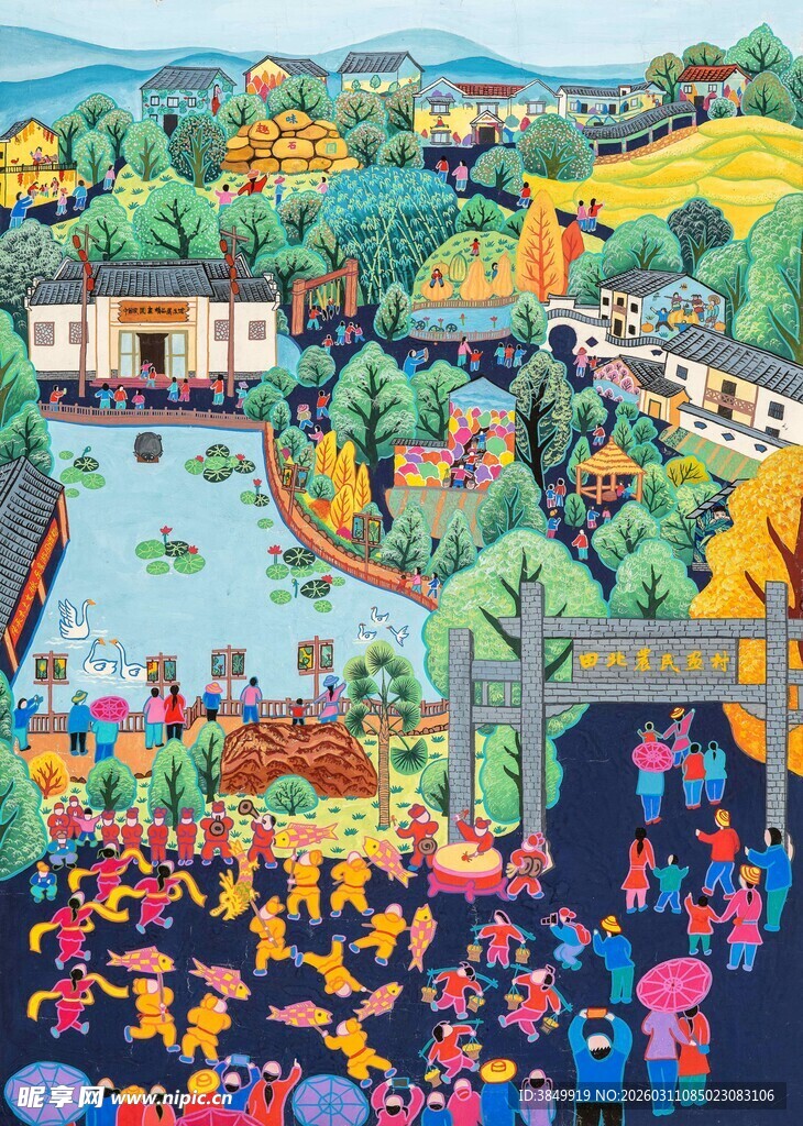 乡村热闹集会景象